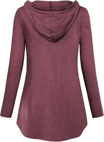 Vista 3 de QUINEE sudadera con capucha para mujer de manga larga a cuadros, bloque