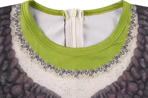 Vista 5 de Disfraz de monstruo verde para niños, monstruo de Halloween, cosplay, overol con máscara de 5 a 12 años