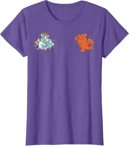 Vista 22 de Camiseta de gato ángel y diablo sentado en tu hombro Nerd Kitten, Negro