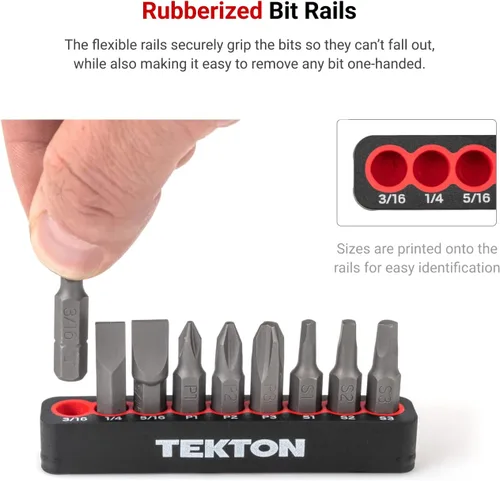 Vista 4 de TEKTON Juego de portapuntas y puntas de 1/4 pulgada con estuche, 37 piezas DBH93101
