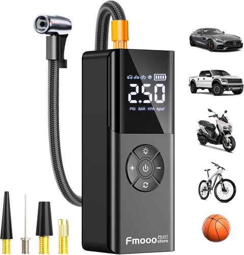 Vista 9 de Inflador de neumáticos, compresor de aire portátil, 160 PSI de potencia dual 6000 mAh, bomba de aire inalámbrica con indicador digital, luz LED