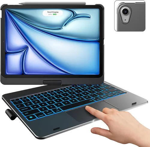 Vista 8 de typecase Funda con teclado táctil con trackpad para iPad Air de 11 pulgadas (M3 2025 / M2 2024) 2024: rotación de 360° - retroiluminación de 11