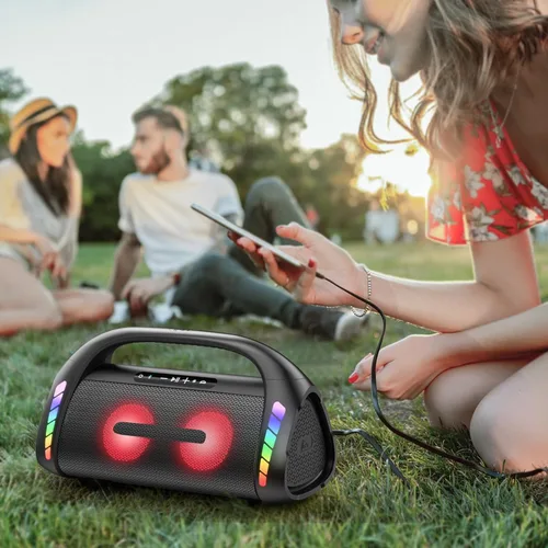 Vista 3 de LFS - Altavoz Bluetooth, 100 W, Bluetooth inalámbrico con graves profundos, altavoces Bluetooth portátiles inalámbricos con banco de energía, luces