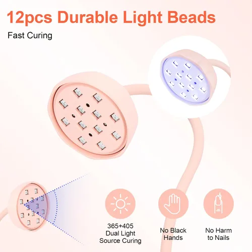 Vista 6 de Lámpara de uñas LED UV, lámpara de uñas de curación flash con sensor automático y 2 temporizadores, luz UV de cuello de cisne para gel de extensión