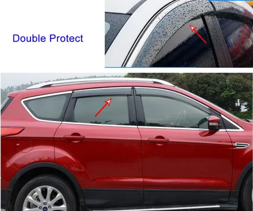 Vista 4 de 4 unidades de deflector de viento para ventana de automóvil, protectores de lluvia/nieve, cromados para Mitsubishi Eclipse Cross 2018 2019 2020 2021