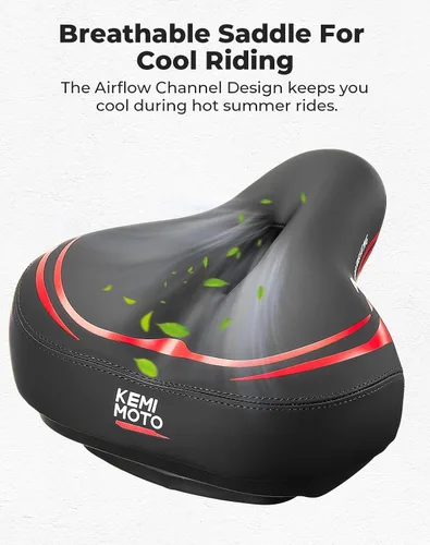 Vista 2 de KEMIMOTO Bike Seat Cushion with Soft Foam Padded, Comfortable Bike Seat for Men Women, Bicycle Saddle for Touring, Exercise Bicycle, Commuter, Travel