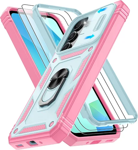Vista 242 de Gritup Funda para Google Pixel 6 con cubierta deslizante para cámara y protector de pantalla (2 unidades), soporte de anillo giratorio 360°, funda