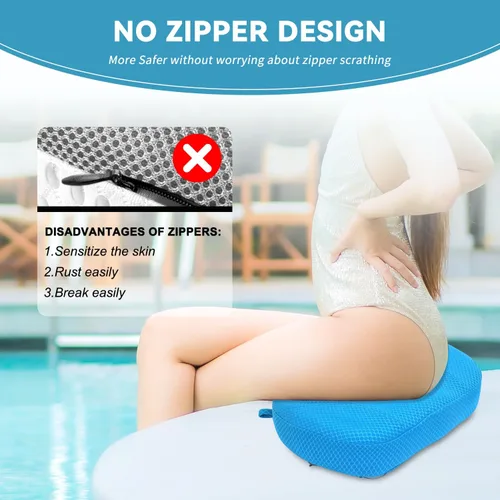 Vista 6 de Idle Hippo Asiento elevador para bañera de hidromasaje, almohada de malla de aire 4D con potentes 6 ventosas antideslizantes, cojín ergonómico Azul