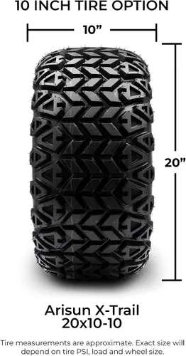 Vista 5 de Arisun X-Trail 20x10-10 DOT - Neumático para carrito de golf todo terreno (6 capas), juego de cuatro Set de cuatro