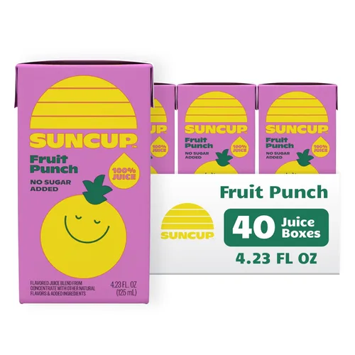 Vista 9 de SunCup Juice - Jugo de manzana (paquete de 40) Caja de jugo de 4.23 onzas con pajita, mezcla de manzana sin azúcar añadida para niños, paquete a