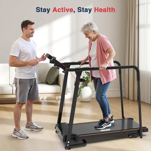 Vista 11 de Redliro Treadmill for Seniors with Long Handrails - Walking Treadmill 0-2% Incline, 300 lbs Capacity, Foldable for Home Small, Auto Lube, Mute &