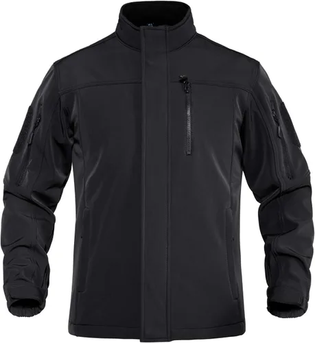 Vista 3 de TACVASEN Chaquetas tácticas para hombre, resistente al agua, softshell con forro polar, abrigo de entrenamiento para senderismo