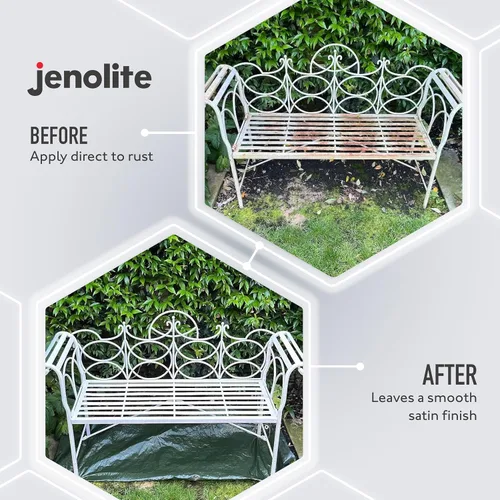 Vista 3 de JENOLITE Directorust - Pintura en aerosol satinada NEGRO 13.52 fl oz Pintura en aerosol semibrillante Superficies de madera, metal