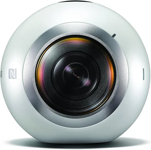 Vista 3 de Cámara alta resolución Samsung Gear 360 ° Real VR alta resolución (reparada certificada)., Versión estadounidense, Blanco