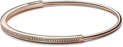 Vista 3 de Auténtica plata de ley 925 con cristal pavé, pulsera de abalorios, joyería de moda DIY