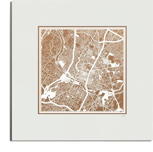 Vista 19 de O3 Design Studio San Diego, CA Paper Cut Map Matted Grey 20x20 in Paper Art