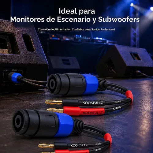 Vista 2 de Adaptador de cable de altavoz, cable banana a Speakon hembra, cable adaptador de altavoz OFC de 6 pulgadas, 12 AWG macho a hembra para amplificador
