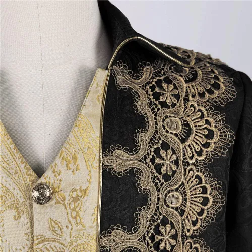 Vista 4 de Crubelon Chaqueta medieval steampunk para hombre, estilo gótico, victoriano, uniforme