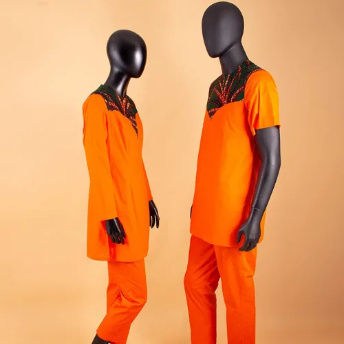 Vista 3 de Conjunto de camiseta y pantalones con estampado de Ankara para parejas africanas, para fiestas, banquetes, parejas, ropa para hombre
