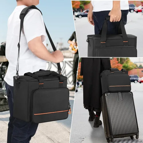 Vista 7 de PGmoon Funda de micrófono inalámbrico con 9 ranuras, bolsa de viaje para sistema de micrófono de mano, funda de transporte para cantar, karaoke