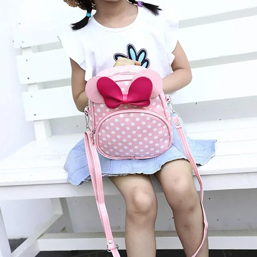 Vista 6 de Voikukka Linda mochila pequeña para niñas pequeñas bolsa cruzada de viaje para niños pequeños Rosado Bolso cruzado de cuero