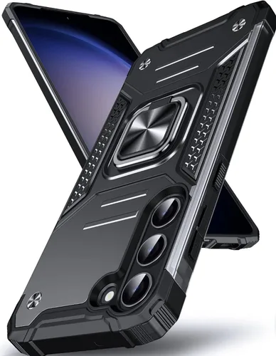 Vista 13 de DASFOND Diseñada para funda Galaxy S8 con soporte, anillo metálico giratorio mejorado de 360°, soporte kickstand de grado militar, resistente a