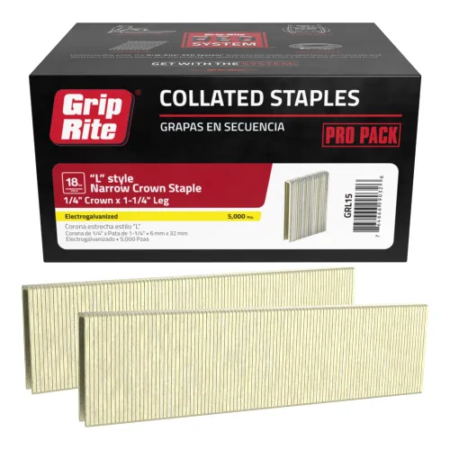 Vista 3 de Grip Rite Prime Guard GRLMIX - Mezcla de grapas de corona estrecha electrogalvanizada calibre 18, 1/2"/3/4"/1