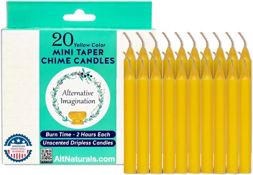 Vista 8 de Alternative Imagination Blue Chime Candles - Paquete de 20 mini velas cónicas sin perfume de 4 pulgadas, velas rituales de larga duración sin goteo