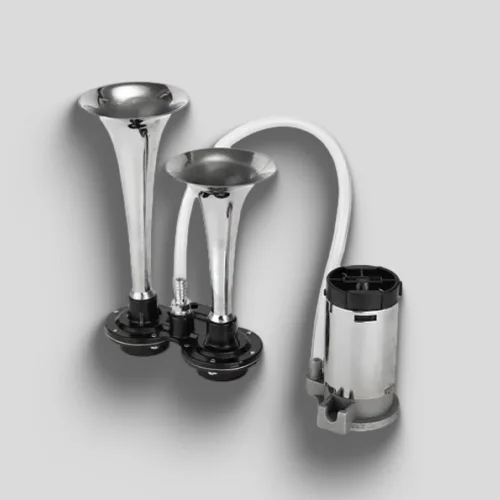 Vista 7 de 12V doble tubo Metal Car Horn Metal Car Trompeta 178DB Super ruidoso cuerno de aire para barco tren vehículo