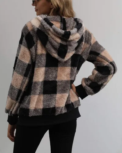 Vista 2 de Yanekop - Sudadera con capucha para mujer, tamaño grande, de forro polar sherpa para mujer.