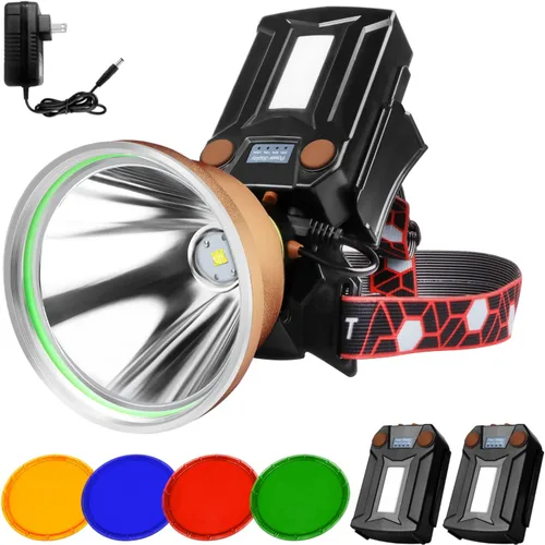Vista 13 de Faro LED diseño separado faro al aire libre impermeable recargable largo alcance faro adecuado para acampar senderismo caza