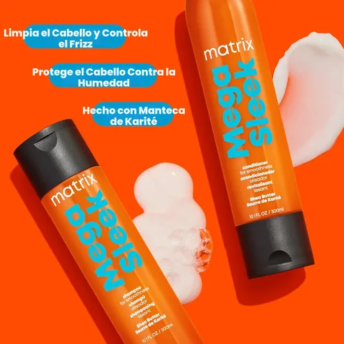 Vista 2 de Matrix Mega Sleek Shampoo - Smoothing and Detangling, For Dry, Damaged & Frizzy Hair