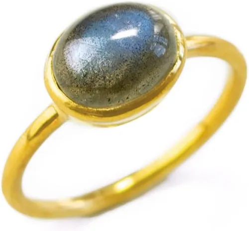 Vista 110 de Oval Birthstone Ring Bezel Set in Vermeil Gold, Sterling Silver, or Rose Gold, Stacking Birthstone Ring [rOMB]