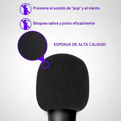 Vista 7 de Parabrisas de micrófono de mano de 6 piezas, filtro de micrófono pop para micrófono de estudio, micrófono de mano Bluetooth y micrófono de mano