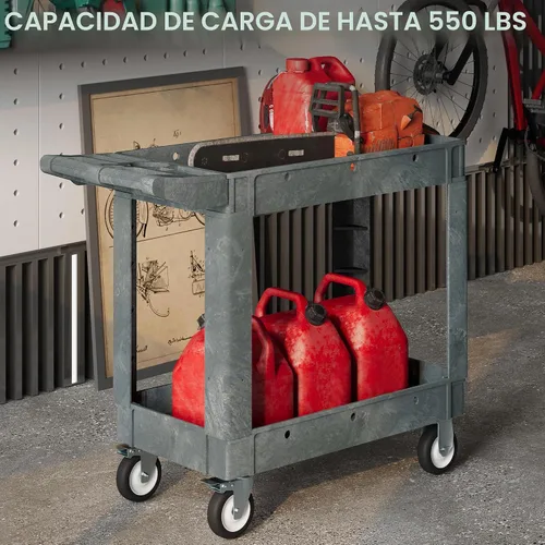 Vista 2 de YITAHOME - Carrito utilitario gris sobre ruedas, capacidad de 550 libras, 40 x 17 pulgadas