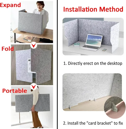 Vista 7 de LIGUOYI Divisores de escritorio para cubículos, panel de escritorio, independiente, divisor de oficina con amortiguación de sonido, panel