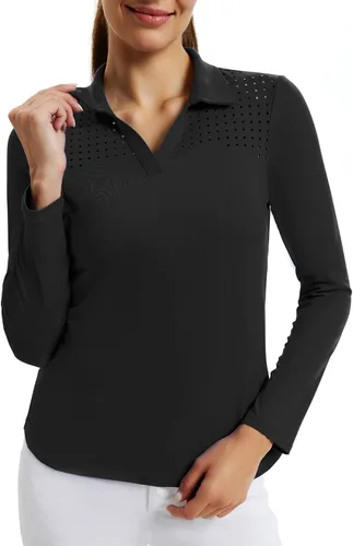 Vista 2 de JACK SMITH Women Polo Shirts Long Sleeve UPF 50+ Quick Dry Workout Tops for Running Hiking Exercise