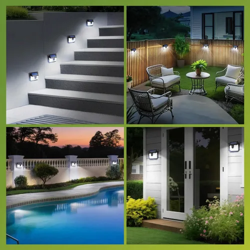 Vista 9 de Philips Luces solares con sensor de movimiento para exteriores, 120 luces LED de seguridad alimentadas por energía solar, 3 modos de iluminación