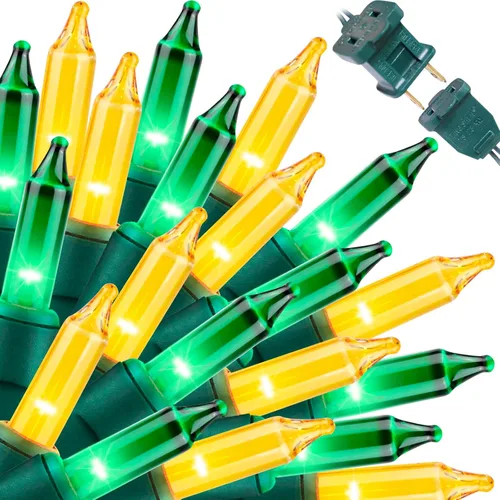Vista 26 de LAMPHOME Guirnalda de luces LED de estrella roja, blanca y azul, 20 luces LED de hadas con cable transparente, 3 AA impermeables, 8 modos, luces