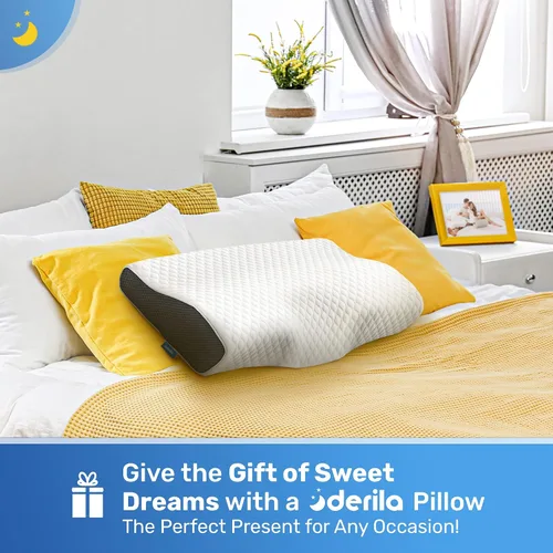 Vista 4 de Derila Paquete de 2 almohadas cervicales para el cuello para dormir, almohada de apoyo para espalda, estómago, almohadas de espuma viscoelástica