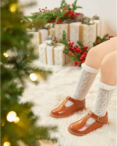 Vista 2 de Felix & Flora - Zapatos de vestir para niña pequeña, tipo Mary Jane, zapatos planos tipo ballet, para una Pascua florida, para fiesta, para niñas