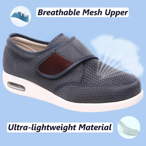 Vista 3 de W&LESVAGO Zapatos anchos ajustables para hombre con edema diabético con plantilla de espuma viscoelástica, amortiguación de aire, zapatos ligeros
