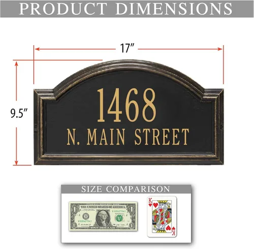 Vista 5 de Whitehall Placa de dirección de metal fundido personalizada - Placa de arco Providence montada en el césped. Fabricado en los Estados Unidos.