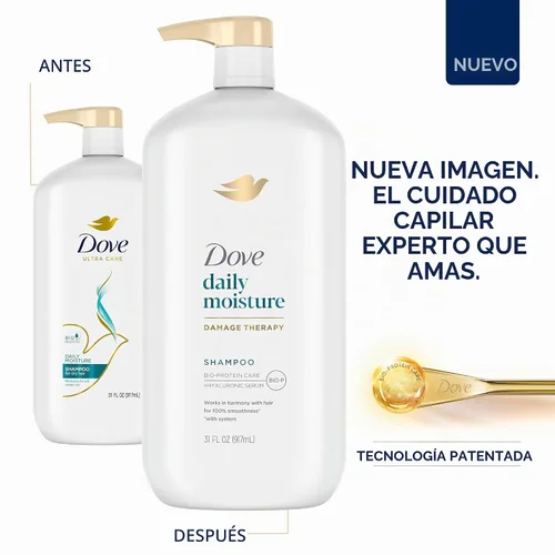 Vista 6 de Dove Ultra Care Champú de humedad diaria paquete de 4 para cabello seco con complejo Bio-Restore 31 oz
