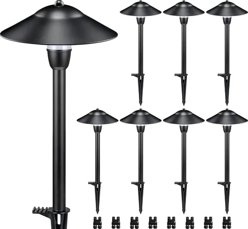 Vista 11 de SUNVIE Low Voltage Pathway Lights 12-24V 3W Landscape Lighting, 3000K LED Low Voltage Landscape Lights, IP65 Waterproof Aluminum Path and Area Light