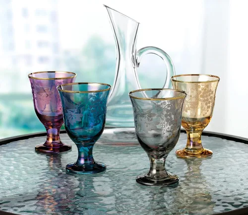 Vista 2 de WORLD GIFTS Elegante y moderno juego de cristalería hecha de vidrio para organizar fiestas y eventos, 10 onzas, uva de copa de rocas, juego de 4