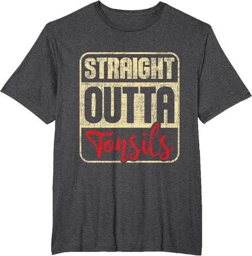 Vista 72 de Straight Outta Amígdalas - Camiseta de recuperación de cirugía de eliminación de amígdalas Asphalt Grey