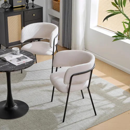 Vista 3 de Christopher Knight Home Juego de 2 sillas de comedor Nest, silla de cocina tapizada, silla de comedor con respaldo curvo, silla de comedor con marco