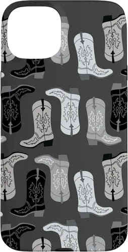 Vista 9 de Cowboy Boot Illustration Preppy Western in Black and White Case for iPhone 17