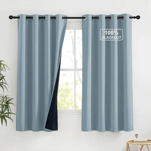 Vista 77 de NICETOWN Cortinas 100% Opacas Cortas de 36 Pulgadas de Largo para Dormitorio, Privacidad Aislamiento Térmico con Ojales Cortinas de Ventana